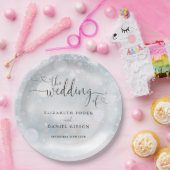 Winter Snowflakesハート結婚スクリプト ペーパープレート (パーティー)