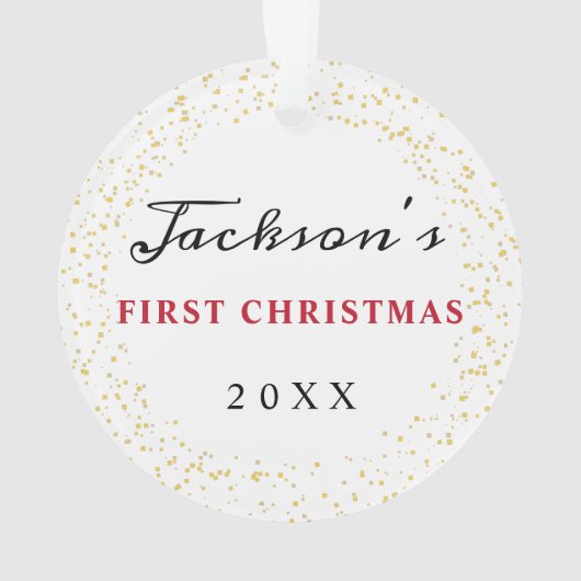 Winter Snowflakesベビーの初めてのクリスマス写真 オーナメント (裏面)
