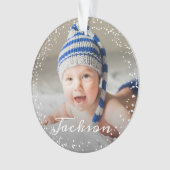 Winter Snowflakesベビーの初めてのクリスマス写真 オーナメント (正面)