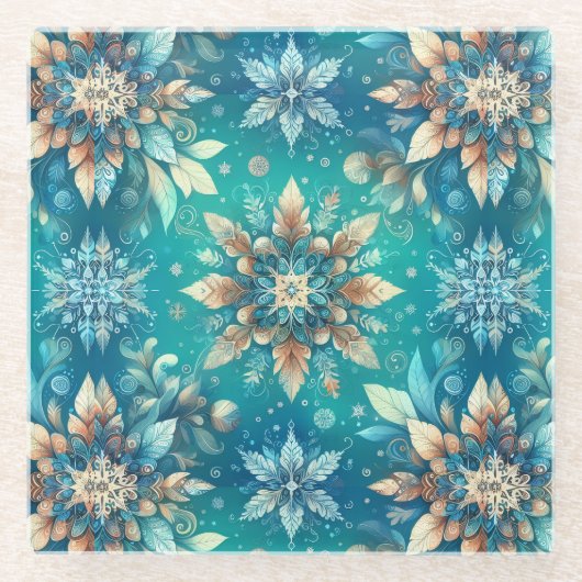 Winter Snowflakes  ガラスコースター (正面)