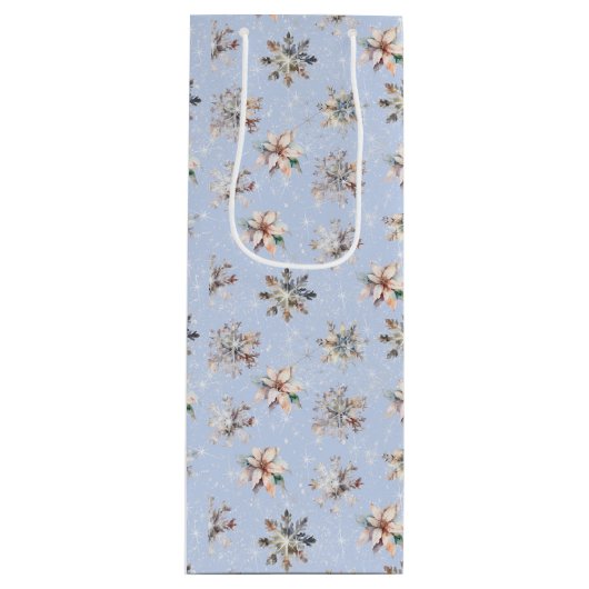 Winter Snowflakes and Sparkles Gift Bag ワインギフトバッグ (正面)