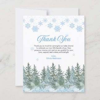 Winter Snowflakes Baby Shower Thank You Card