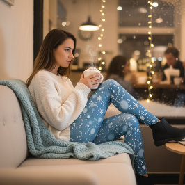 Winter Snowflakes Blue レギンス