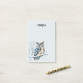 Winter Snowflakes Blue Owl Christmas Snow ポストイット (デスク上)