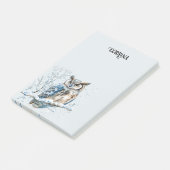 Winter Snowflakes Blue Owl Christmas Snow ポストイット (アングル)