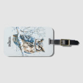 Winter Snowflakes Blue Owl Christmas Snow ラゲッジタグ (正面横)