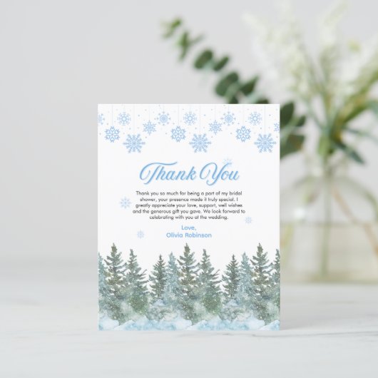 Winter Snowflakes Bridal Shower Thank You Card (スタンド正面)