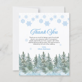 Winter Snowflakes Bridal Shower Thank You Card