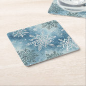 Winter Snowflakes Christmas Party スクエアペーパーコースター (アングル)