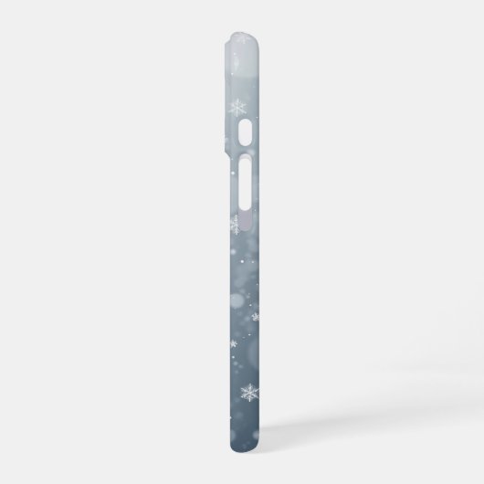 Winter Snowflakes Falling Snow Pattern Bokeh iPhone 16ケース (左側面)