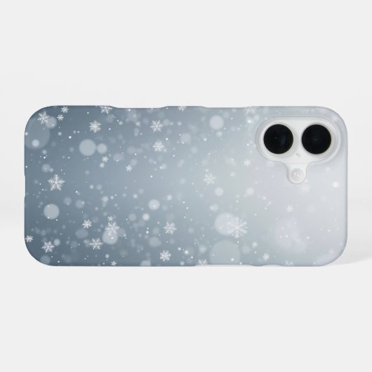 Winter Snowflakes Falling Snow Pattern Bokeh iPhone 16ケース (裏面横)