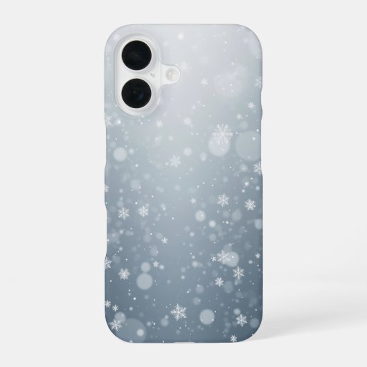 Winter Snowflakes Falling Snow Pattern Bokeh iPhone 16ケース (裏面)