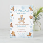 Winter Snowflakes Gingerbread Baby Shower 招待状 (スタンド正面)