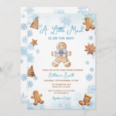 Winter Snowflakes Gingerbread Baby Shower 招待状 (正面/裏面)