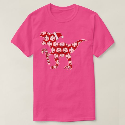 Winter Snowflakes Pattern Christmas Dinosaur With Tシャツ (デザイン正面)