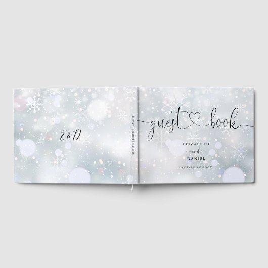 Winter Snowflakes Script 結婚s ゲストブック (全面)