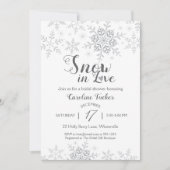 Winter Snowflakes Snow in Love Bridal Shower 招待状 (正面)