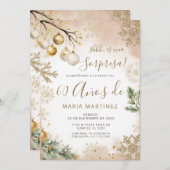 Winter Snowflakes Spanish Sorpresa 60th Birthday 招待状 (正面/裏面)