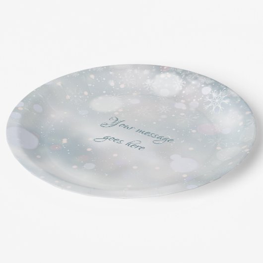 Winter Snowflaksでメッセージエレガントをスクリプト化 ペーパープレート (アングル)