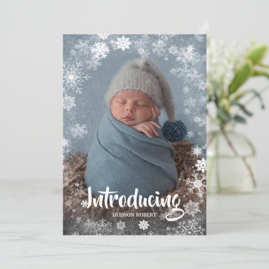 Winter Snowflaks写真誕生のお知らせ シーズンカード (スタンド正面)