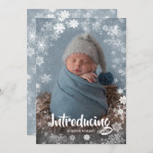 Winter Snowflaks写真誕生のお知らせ シーズンカード (正面/裏面)