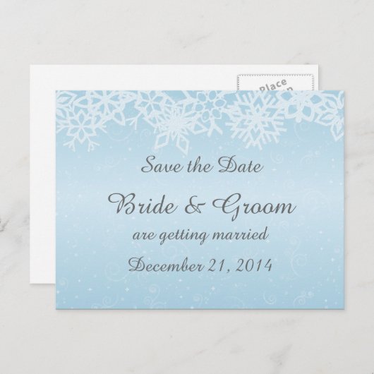 Winter Snowflaks日付はがきを保存 案内ポストカード (正面/裏面)