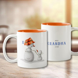 Winter Snowman Best Grandma Ever ツートーンマグカップ