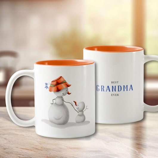 Winter Snowman Best Grandma Ever ツートーンマグカップ
