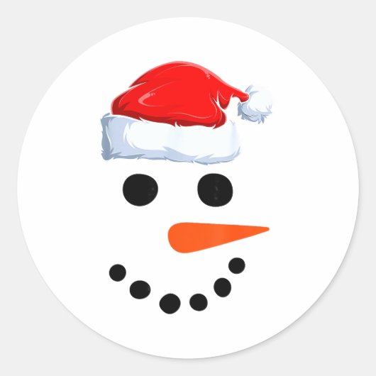 Winter Snowman Face Costume Christmas Snowman  ラウンドシール (正面)