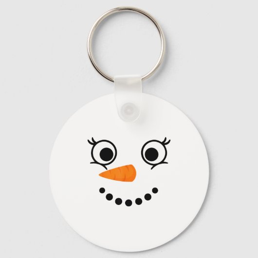 Winter Snowman Face Eyelashes Christmas Xmas Fun D キーホルダー (正面)