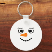 Winter Snowman Face Eyelashes Christmas Xmas Fun D キーホルダー (正面)