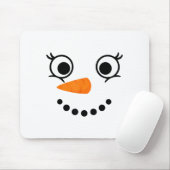 Winter Snowman Face Eyelashes Christmas Xmas Fun D マウスパッド (マウス)