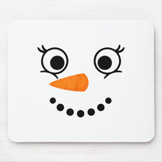 Winter Snowman Face Eyelashes Christmas Xmas Fun D マウスパッド (正面)