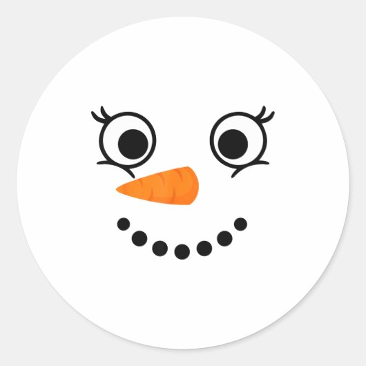 Winter Snowman Face Eyelashes Christmas Xmas Fun D ラウンドシール (正面)