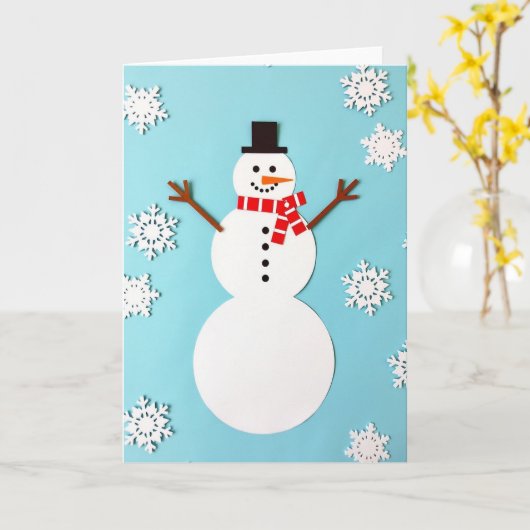 Winter Snowman Greeting Card カード (黄色い花)