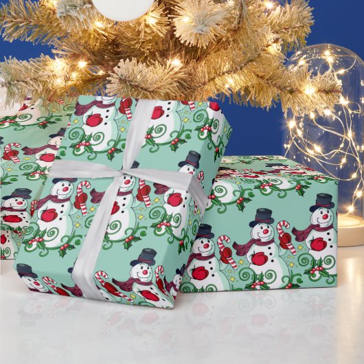 Winter Snowman Pattern Wrapping Paper ラッピングペーパー (クリスマス)
