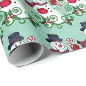 Winter Snowman Pattern Wrapping Paper ラッピングペーパー (ロールコーナー)
