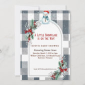 Winter Snowman Plaid Baby Shower Invitation 招待状 (正面)