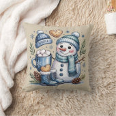 Winter Snowman Throw Pillow クッション (ブランケット)