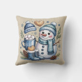 Winter Snowman Throw Pillow クッション (裏面)