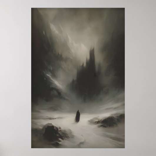 Winter Snowy Fantasy Castle Art Printable Gothic ポスター (正面)