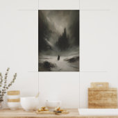 Winter Snowy Fantasy Castle Art Printable Gothic ポスター (キッチン)