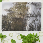 Winter Snowy Mountain Scene in Montana キッチンタオル (折り畳み)