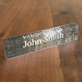 Winter Snowy Mountain Scene in Montana デスクネームプレート (側面)