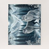 Winter Snowy Mountain Wolves ジグソーパズル (縦)