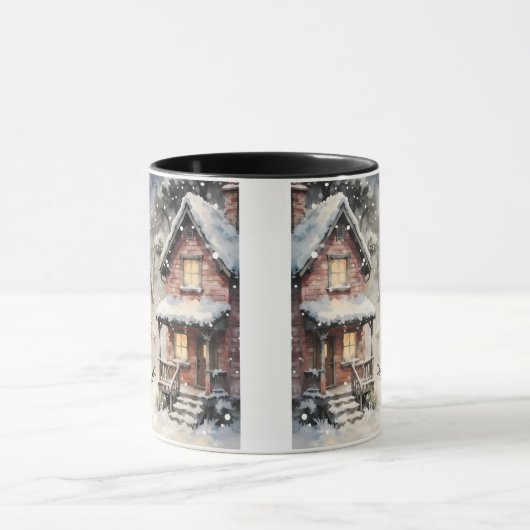 Winter Snowy Scene Mug マグカップ (中央)