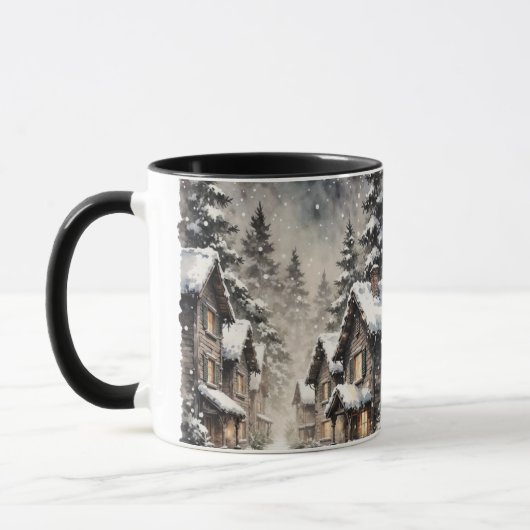 Winter Snowy Scene Mug マグカップ (左)
