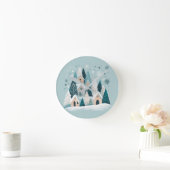 Winter Snowy Village ラウンド壁時計 (ホーム)