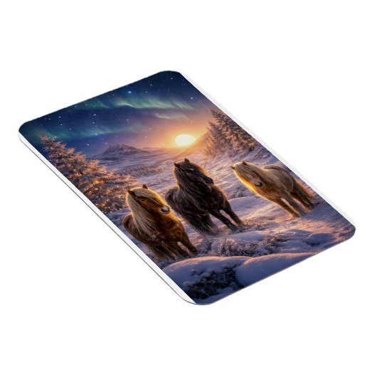 Winter Solstice Magic with Icelandic Horses マグネット (右側)