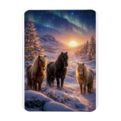 Winter Solstice Magic with Icelandic Horses マグネット (縦)